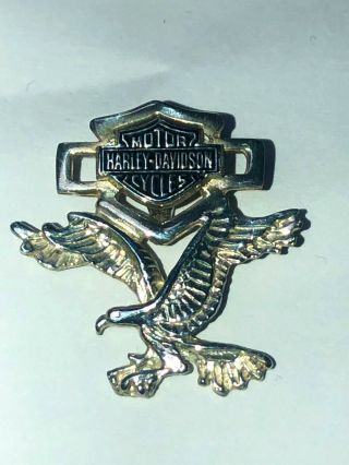 Harley Davidson Silver Oxidized Eagle With Traditional Bar Shield Logo Pendant