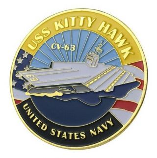 U.  S.  United States Navy | Uss Kitty Hawk Cv - 63 | Gold Plated Challenge Coin