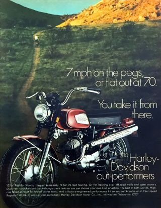 1970 Harley - Davidson 125 Rapido Motorcycle Photo Touring Off - Road Promo Print Ad