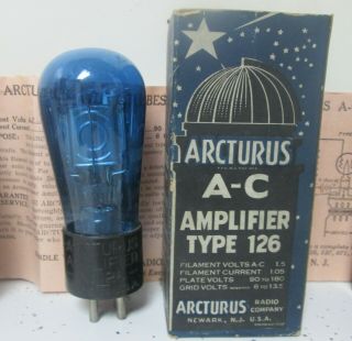 Nos Arcturus Blue Glass Globe Type 126 Amplifier Tube