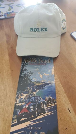 2019 Rolex Pebble Beach Tour D’elegance Ball Cap Tan Green Also Program Gc