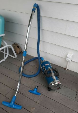 Vintage Royal Retro Blue Canister Vacuum Cleaner 401 With Attachment Vgc
