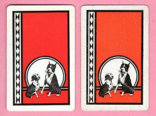 2 Single Swap Playing Cards Boston Terrier Puppy Dogs Joker Deco Vintage Pr