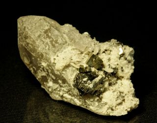 Sphalerite,  Bertrandite,  Pyrite On Sharp Quartz Crystal Fine Minerals Kazakhstan