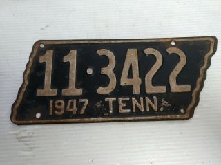 Antique 1947 Tennessee Shaped License Plate From Tennessee