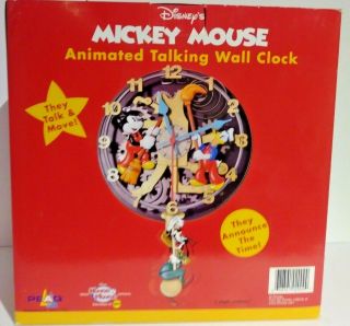 Disney Mickey Mouse The Cleaners Animated Talk & Move Wall Clock