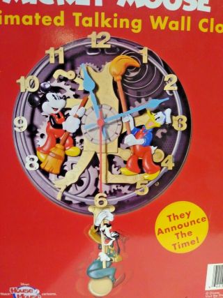 Disney Mickey Mouse The Cleaners Animated Talk & Move Wall Clock 2