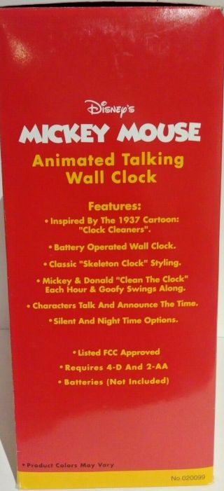 Disney Mickey Mouse The Cleaners Animated Talk & Move Wall Clock 3