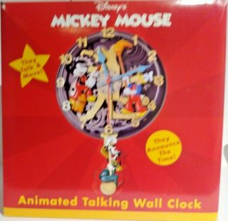 Disney Mickey Mouse The Cleaners Animated Talk & Move Wall Clock 4