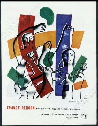 1945 France Reborn Fernand Leger Art Cca Vintage Print Ad