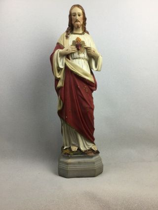 Vintage 25 " Sacred Heart Of Jesus Christ Religious Catholic Statue One