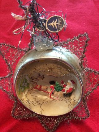 Antique Vintage Mercury Glass Diorama Christmas Ornaments Santa Spun Star