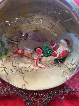 Antique VINTAGE MERCURY GLASS DIORAMA CHRISTMAS ORNAMENTS Santa Spun Star 2