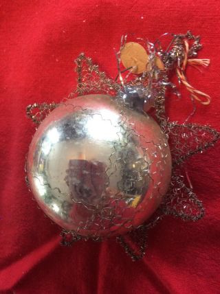 Antique VINTAGE MERCURY GLASS DIORAMA CHRISTMAS ORNAMENTS Santa Spun Star 3