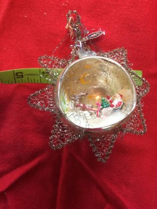 Antique VINTAGE MERCURY GLASS DIORAMA CHRISTMAS ORNAMENTS Santa Spun Star 4
