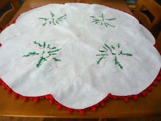 Vtg MID CENTURY 60 ' s 70 ' s FELT Sequin CHRISTMAS Table Cloth TOPPER Tree Skirt 6