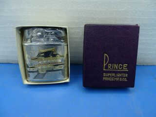 Vintage Prince Cigarette Lighter Japan Scene & W/ Box Nos