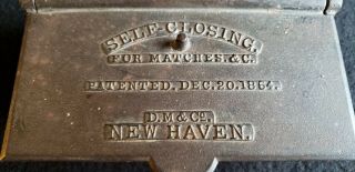 Vintage Self Close Cast Iron Match Safe/holder Dec 20th 1864 D M & Co Haven