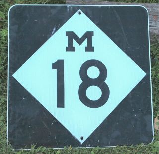 Authentic M18 Michigan Highway Retired Road Sign,  Houghton Lake,  Prudenville