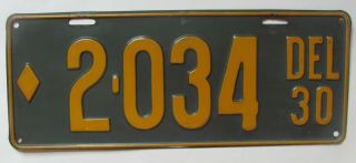 1930 Delaware Car License Plate