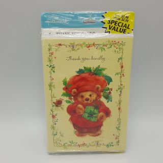 Mary Hamilton Teddy Bear Card Christmas Thank You Card Package 6 Hallmark