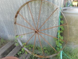 2) Decorative 36 " Steel Ornamental Iron Garden Wagon Wheel Western Rustic Art