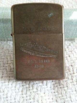 U.  S.  S.  Sierra Ad - 18 Solid Brass Zippo Lighter 1932 - 1989 Semper Paratus