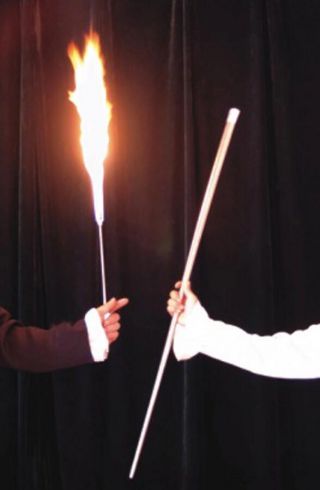 Flaming Torch To Cane Magic Tricks Black Color Fire Magic Appearing Magie Wand