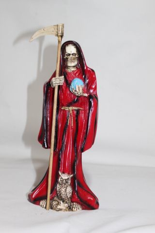 658 Statue Santa Muerte Dualidad Red / Black 11.  5 " Holy Death Duality Jaspeada