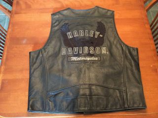 Harley - Davidson Embroidered Black Eagle Leather Vest Men 