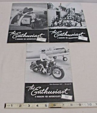 The Enthusiast Motorcycle Magazines Nov,  May 1946 & May 1947 Harley Davidson,