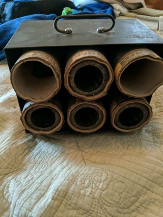 6 Edison Wax Cylinders With Metal Case