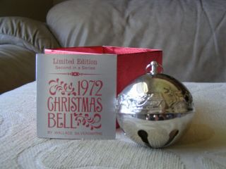 1972 Wallace Ltd Edition Silver Plated Sleigh Bell Christmas Ornament - No Box
