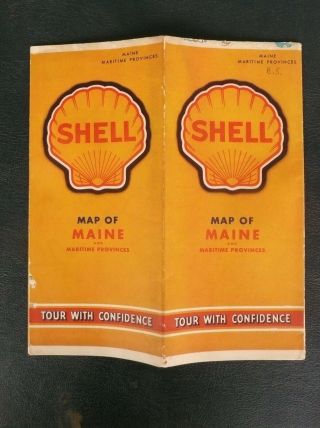 1940 Maine Maritime Provinces Road Map Shell Oil Gas Canada