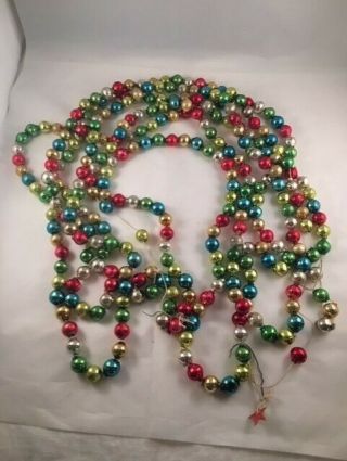 Vintage Mercury Glass Beaded Bead Christmas Tree Garland 15 Feet Multicolored