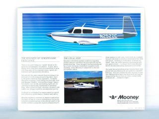MOONEY RARE Ultimate Personal Aircraft Fold Out POSTER Brochure Collectable Gift 8