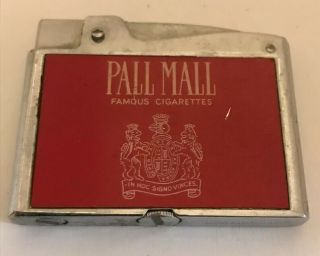 Vintage Pall Mall Famous Cigarette Lighter Flat Advertising Collectible
