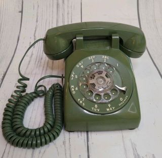 Vintage Rotary Dial Phone Desk Green Western Electric Bell System Cd 500