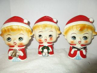 3 Vintage Ceramic Christmas Caroler Figures Japan Holiday Decoration
