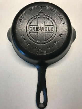 Griswold Cast - Iron Pre - Seasoned Skillet Number 4 Stove Oven Frying Pan 7 Inch