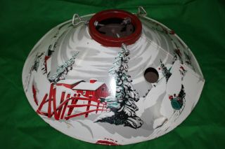 Vtg Tin Lithograph Christmas Tree Stand Coloramic Winter Scene