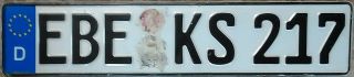 Germany License Plate From Ebersberg Region Ebe Ks 217