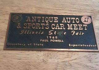 Illinois State Fair Antique Auto & Sports Car Meet Small Plaque 4 " X2 "