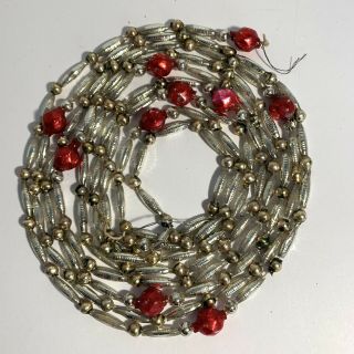 Vintage Christmas Mercury Glass Feather Tree Bead/garland Silver/red