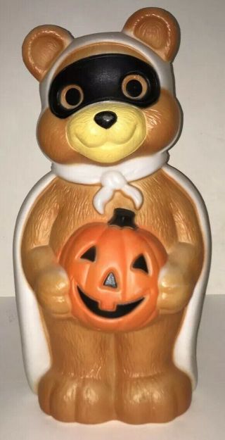 Halloween Blow Mold Teddy Bear With Mask & Pumpkin Yard Decor