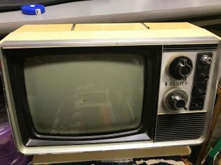 Vtg Mid Century Modern Zenith Yellow Tv Rare Color No Cord 10 " Screen