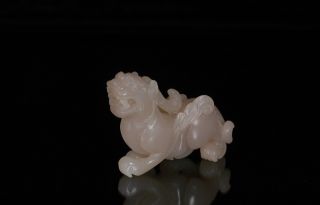 Asian Chinese Jade Carving Of Statue / Figure Of Foo Dog W Wing