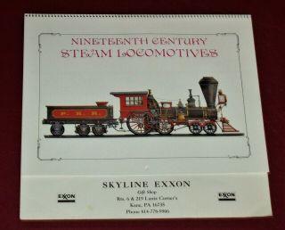 1987 Exxon Promotional Calender - Nineteenth Century Steam Locomotives Biederman