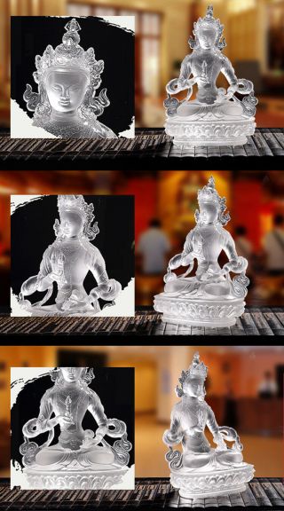 12 Cm Tibetan Blessed Crystal Statue: Vajrasattva,  Lord Of Purified Mind