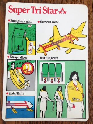 Vintage Cathay Pacific Lockheed L - 1011 Inflight Safety Card & More.  1980 
